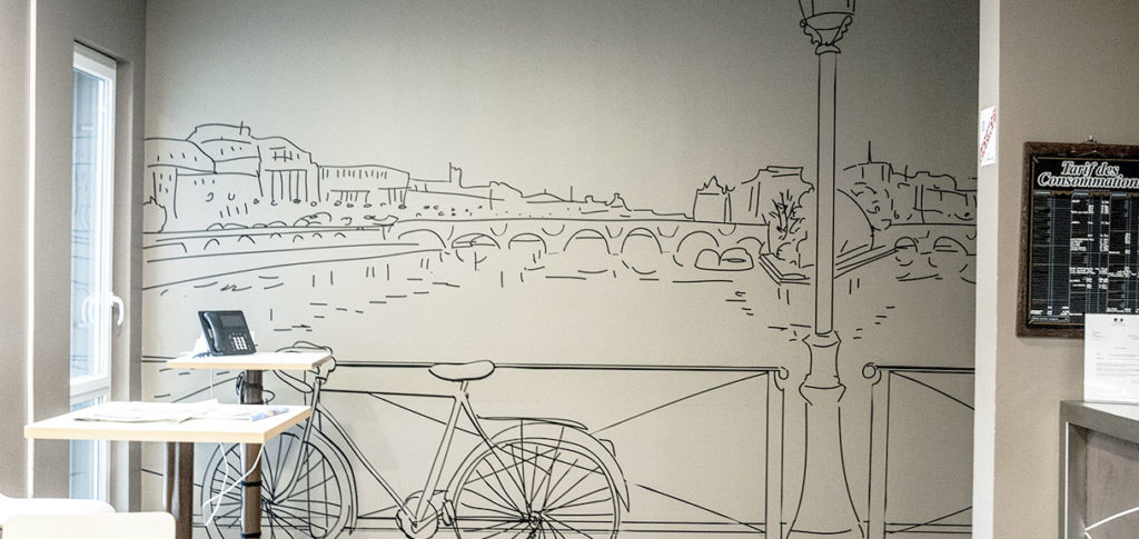 Décoration murale pour cafétéria au thème paris